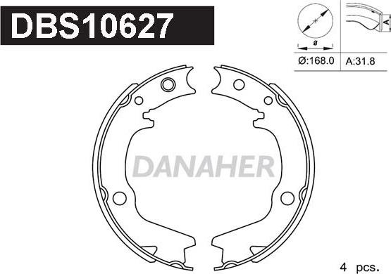 Danaher DBS10627 - Kit ganasce, Freno stazionamento autozon.pro