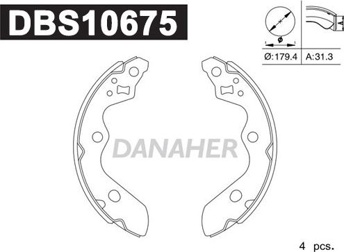 Danaher DBS10675 - Kit ganasce freno autozon.pro