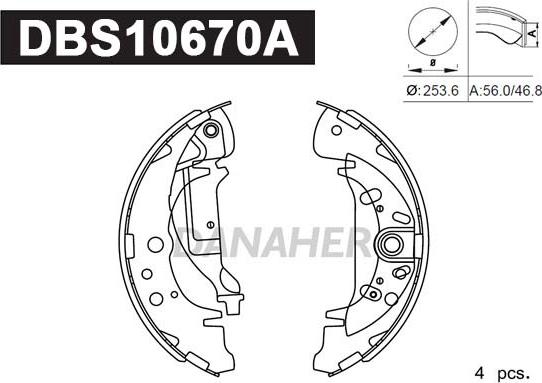 Danaher DBS10670A - Kit ganasce freno autozon.pro