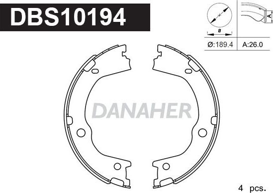 Danaher DBS10194 - Kit ganasce, Freno stazionamento autozon.pro