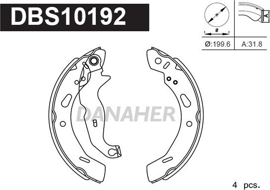 Danaher DBS10192 - Kit ganasce freno autozon.pro