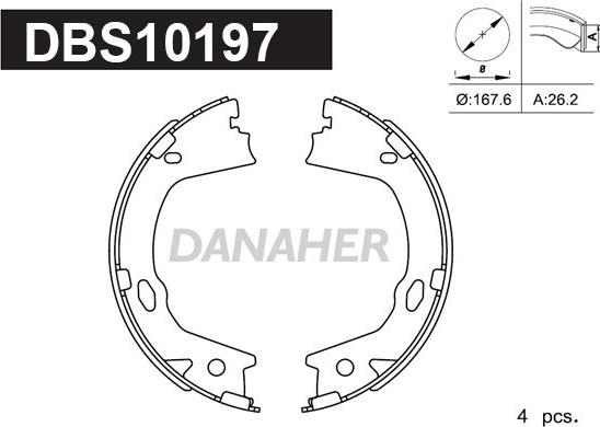 Danaher DBS10197 - Kit ganasce, Freno stazionamento autozon.pro