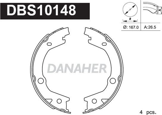 Danaher DBS10148 - Kit ganasce, Freno stazionamento autozon.pro