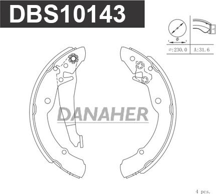 Danaher DBS10143 - Kit ganasce freno autozon.pro