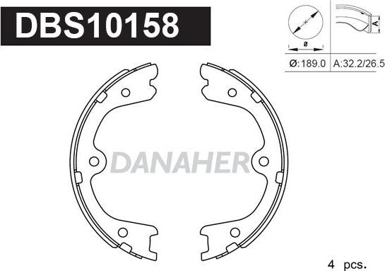 Danaher DBS10158 - Kit ganasce, Freno stazionamento autozon.pro