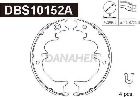 Danaher DBS10152A - Kit ganasce, Freno stazionamento autozon.pro