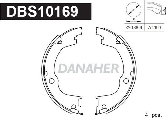 Danaher DBS10169 - Kit ganasce, Freno stazionamento autozon.pro