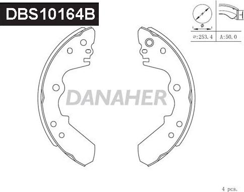 Danaher DBS10164B - Kit ganasce freno autozon.pro