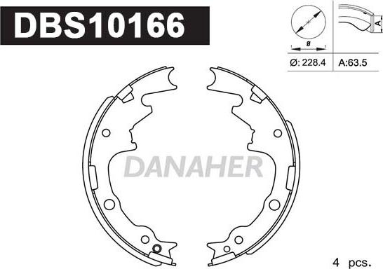 Danaher DBS10166 - Kit ganasce freno autozon.pro