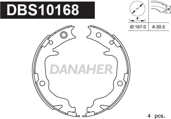 Danaher DBS10168 - Kit ganasce, Freno stazionamento autozon.pro