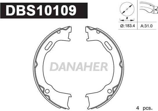 Danaher DBS10109 - Kit ganasce, Freno stazionamento autozon.pro