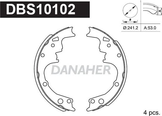 Danaher DBS10102 - Kit ganasce freno autozon.pro