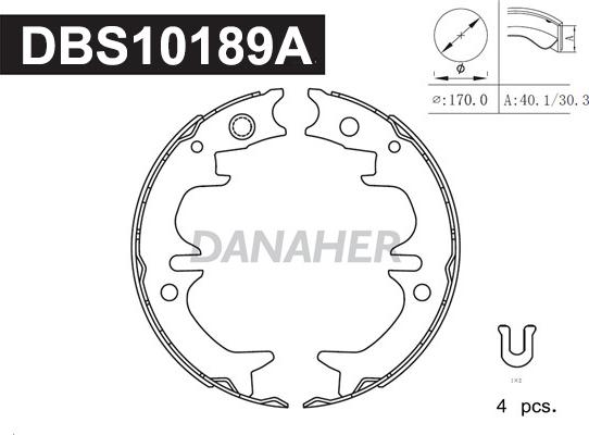 Danaher DBS10189A - Kit ganasce, Freno stazionamento autozon.pro