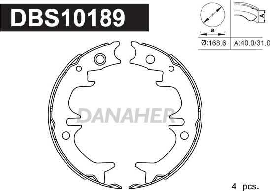 Danaher DBS10189 - Kit ganasce, Freno stazionamento autozon.pro