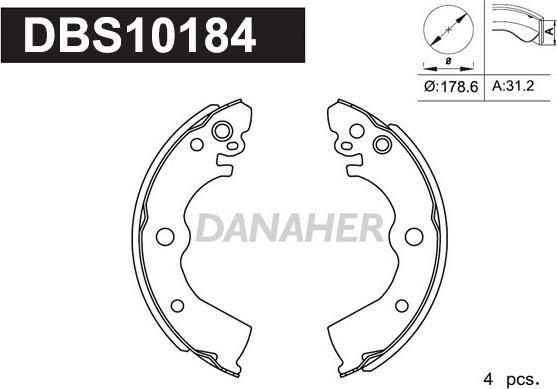 Danaher DBS10184 - Kit ganasce freno autozon.pro