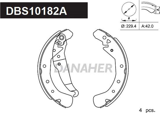 Danaher DBS10182A - Kit ganasce freno autozon.pro