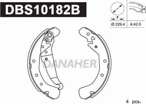 Danaher DBS10182B - Kit ganasce freno autozon.pro