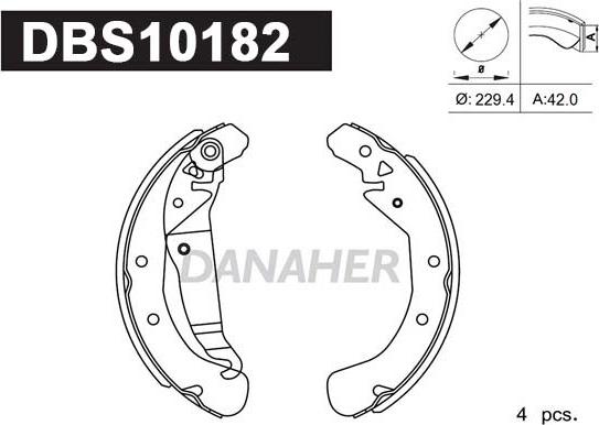 Danaher DBS10182 - Kit ganasce freno autozon.pro