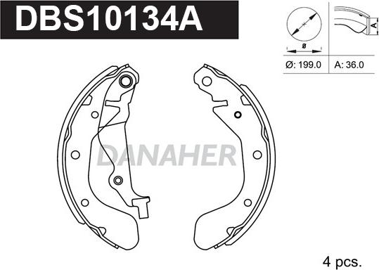 Danaher DBS10134A - Kit ganasce freno autozon.pro