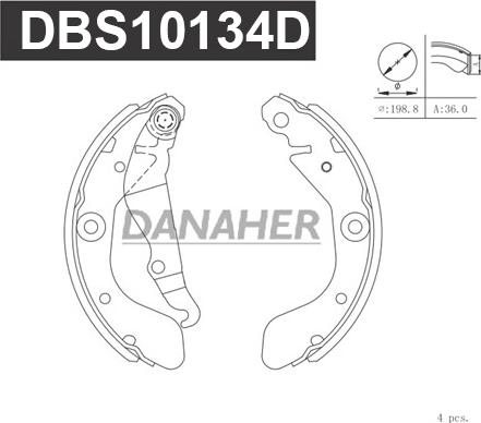 Danaher DBS10134D - Kit ganasce freno autozon.pro