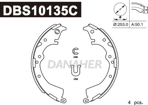 Danaher DBS10135C - Kit ganasce freno autozon.pro