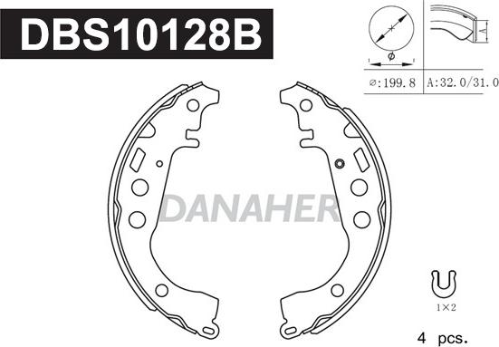 Danaher DBS10128B - Kit ganasce freno autozon.pro