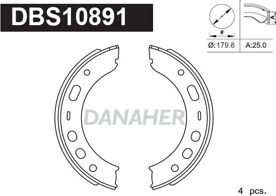 Danaher DBS10891 - Kit ganasce, Freno stazionamento autozon.pro