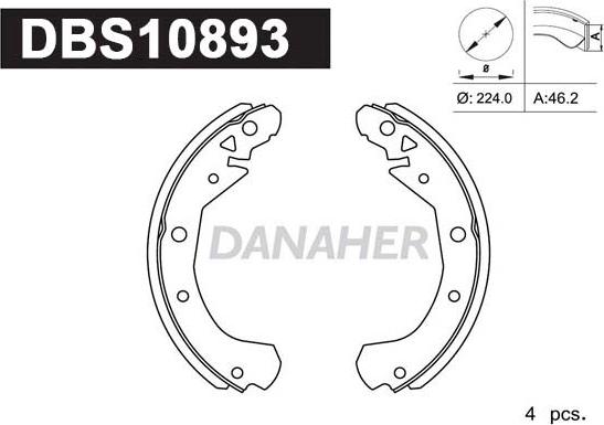 Danaher DBS10893 - Kit ganasce freno autozon.pro