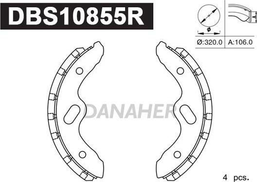 Danaher DBS10855R - Kit ganasce freno autozon.pro