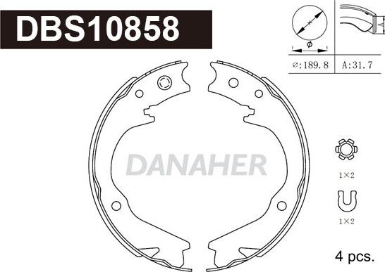 Danaher DBS10858 - Kit ganasce, Freno stazionamento autozon.pro