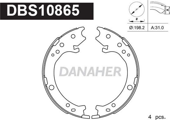 Danaher DBS10865 - Kit ganasce, Freno stazionamento autozon.pro