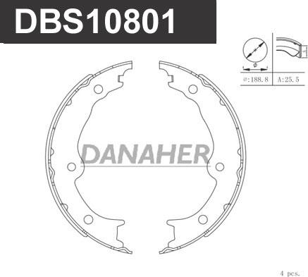 Danaher DBS10801 - Kit ganasce, Freno stazionamento autozon.pro