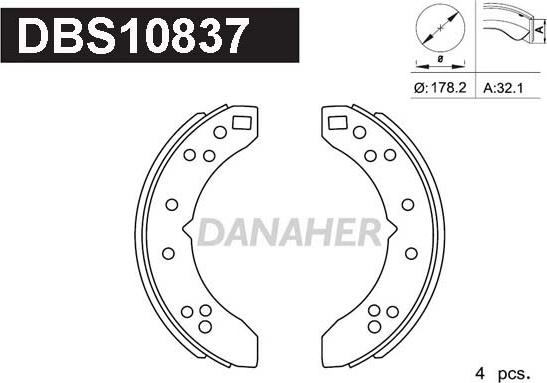 Danaher DBS10837 - Kit ganasce freno autozon.pro