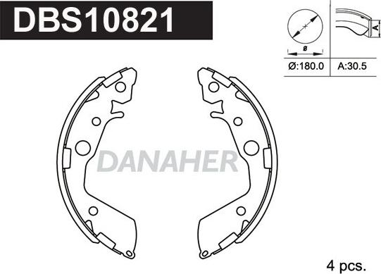 Danaher DBS10821 - Kit ganasce freno autozon.pro