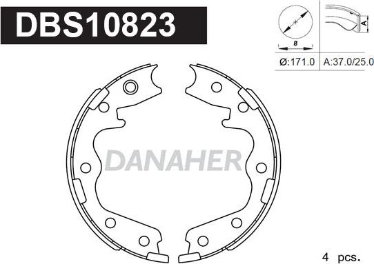 Danaher DBS10823 - Kit ganasce, Freno stazionamento autozon.pro