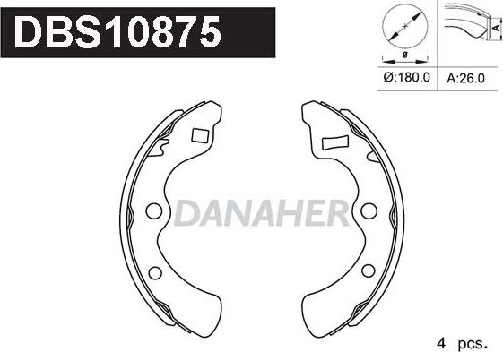 Danaher DBS10875 - Kit ganasce freno autozon.pro