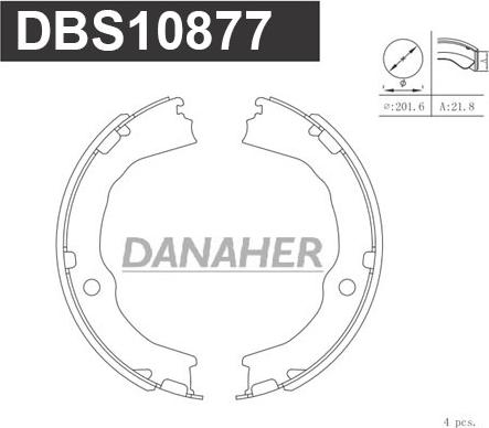 Danaher DBS10877 - Kit ganasce, Freno stazionamento autozon.pro