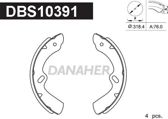 Danaher DBS10391 - Kit ganasce freno autozon.pro