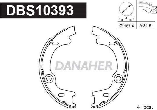 Danaher DBS10393 - Kit ganasce, Freno stazionamento autozon.pro