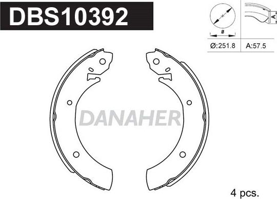 Danaher DBS10392 - Kit ganasce freno autozon.pro