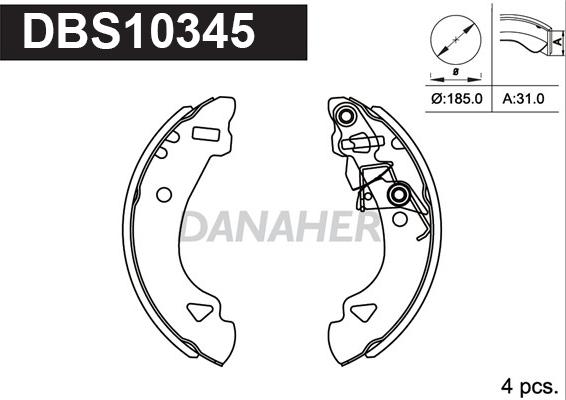 Danaher DBS10345 - Kit ganasce freno autozon.pro