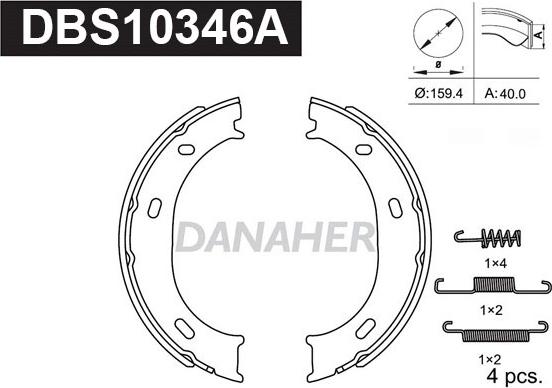 Danaher DBS10346A - Kit ganasce, Freno stazionamento autozon.pro