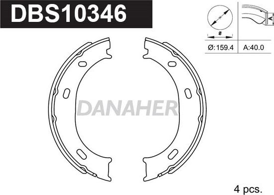 Danaher DBS10346 - Kit ganasce, Freno stazionamento autozon.pro