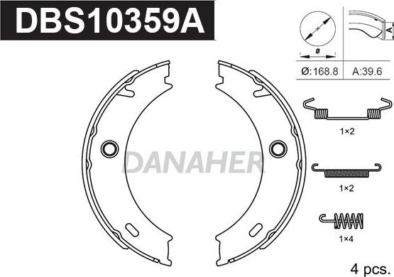 Danaher DBS10359A - Kit ganasce, Freno stazionamento autozon.pro