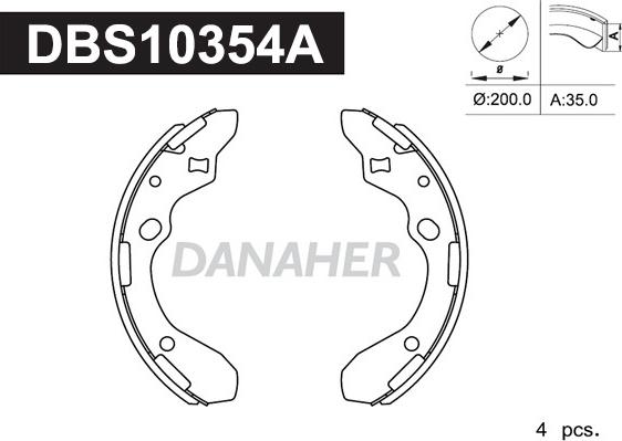 Danaher DBS10354A - Kit ganasce freno autozon.pro