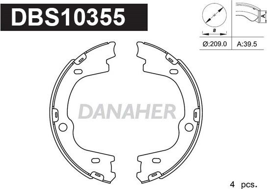 Danaher DBS10355 - Kit ganasce, Freno stazionamento autozon.pro