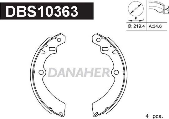 Danaher DBS10363 - Kit ganasce freno autozon.pro