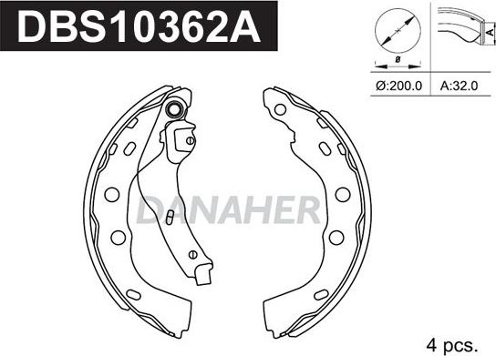 Danaher DBS10362A - Kit ganasce freno autozon.pro