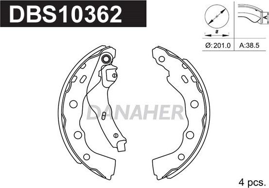 Danaher DBS10362 - Kit ganasce freno autozon.pro