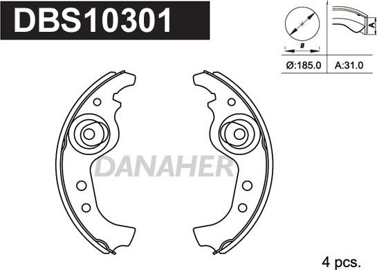 Danaher DBS10301 - Kit ganasce freno autozon.pro